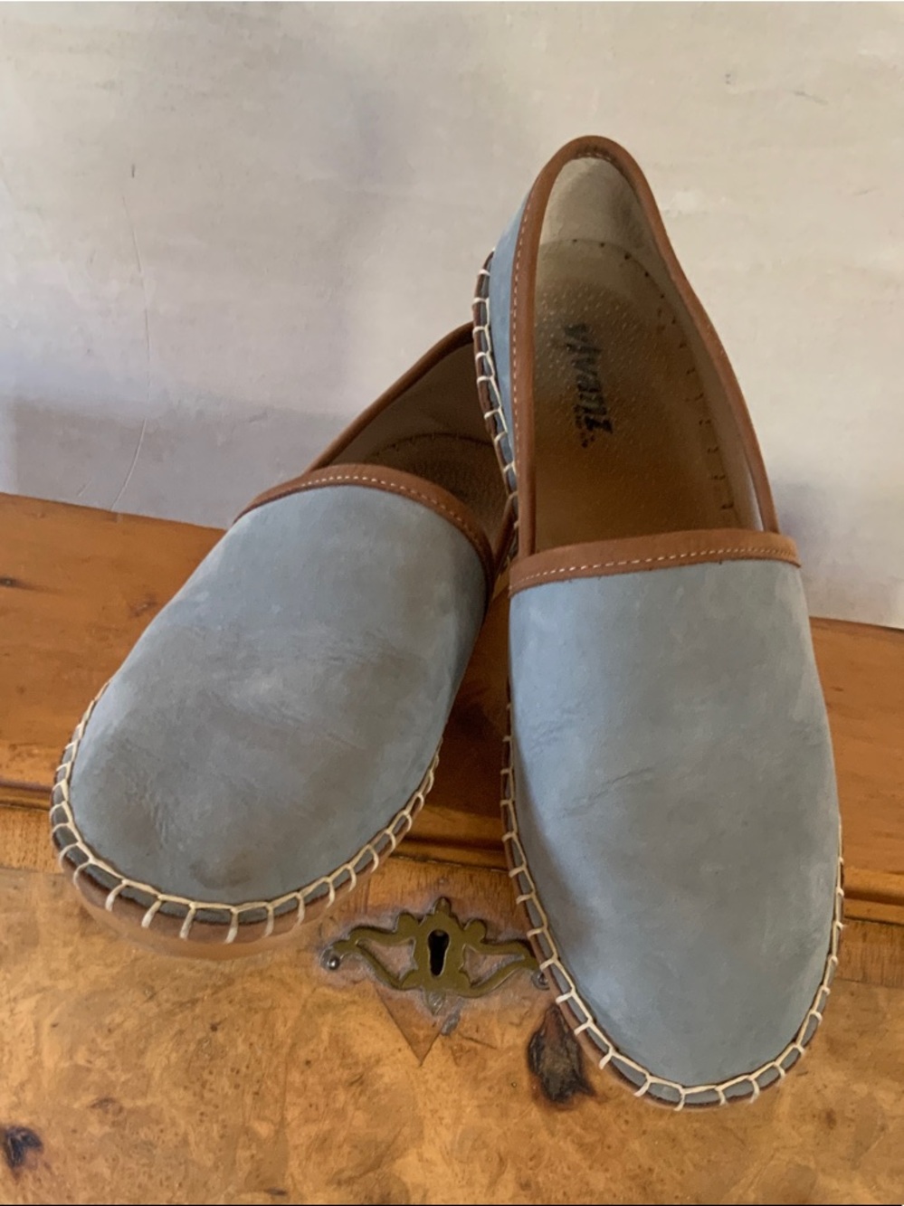 VIVANZ Denim Leather Driving Moccasin 39M🩵